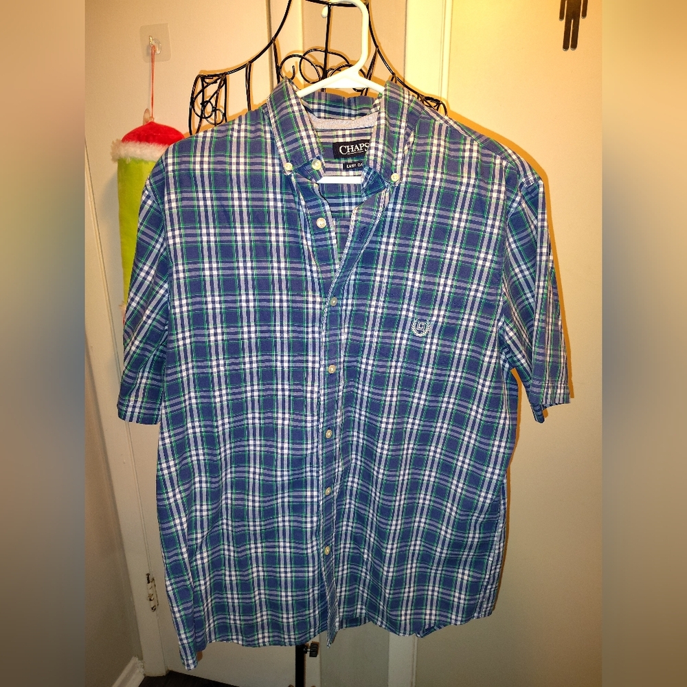Men's Button Up Plaid Chaps Shirt